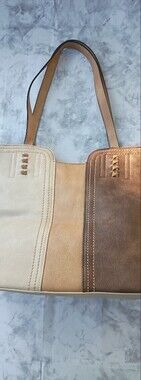 Montana West Two-Tone Beige and Brown Shoulder Bag